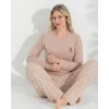 Boyraz 0214 Kadın Raporlu Uzun Kol Pijama Takımı