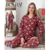 Boyraz 0350 Kadın Süet Patlı Uzun Kol Pijama Takımı