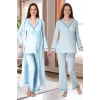 Effortt 4054 Biye Detaylı Sabahlıklı Lohusa Pijama Takımı