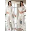 Effortt 4074 Kolları Volanlı Sabahlıklı Lohusa Pijama Takımı