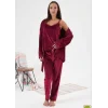 Estiva 24397 Bayan Kadife 3lü Pijama Takım