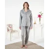 Estiva 25360 Gömlek Yaka Çizgili Kadife Pijama Takımı