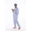 Kocabey 4007 Mavi Gaffur & Gaffuriye Çizgili Poplin Çift Pijama Takımı