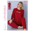 Lovenisa 11393 Kadın Kadife Uzun Kol Pijama Takımı