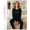 Lovenisa 11437 Kadın Kadife Uzun Kol Pijama Takımı