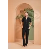 Pjs 27042 Kadın Kısa Kol Çizgili Önü Düğmeli Pijama Takımı