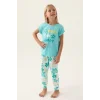Roly Poly 3394-2 Kız Çocuk Çiçekli Kısa Kol Pijama Takım