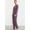 Sementa 76438 Yarım Düğmeli Cep Detaylı Pijama Takım