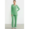 Sementa 76438 Yarım Düğmeli Cep Detaylı Pijama Takım