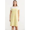 Sementa 77482 Düğme Detaylı Çizgili Penye Elbise