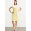 Sementa 77482 Düğme Detaylı Çizgili Penye Elbise
