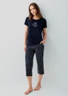 Pierre Cardin PC9207-S Kadın Kapri Kısa Kol Pijama Takımı