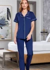 Aqua 25526-K Kadın Kısa Kol Önü Düğmeli Pijama Takım