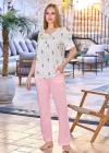Aqua 25674 Kadın Kısa Kol Gül Desen Pijama Takımı