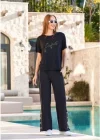 Aqua 25714 Kadın Taş Baskılı Paça Çıtçıt Detay 2li Takım