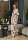 Aqua 26546 Kadın Desenli Düğmeli Kısa Kol Pijama Takım