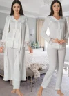 Effortt 2424 Uzun Dantel Sabahlıklı Lohusa Pijama
