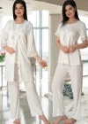 Effortt 4074 Kolları Volanlı Sabahlıklı Lohusa Pijama Takımı