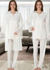 Effortt 4084 Dantelli Sabahlıklı Lohusa Pijama Takımı