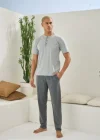 Kocabey 2090 Erkek Midi Yaka Pijama Takım
