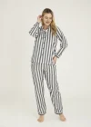 Kocabey 4007 Antrasit Gaffur & Gaffuriye Çizgili Poplin Çift Pijama Takımı