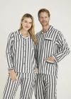 Kocabey 4007 Antrasit Gaffur & Gaffuriye Çizgili Poplin Çift Pijama Takımı
