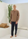 Kocabey 9220 Erkek Midi Yaka Uzun Kol Pijama Takım