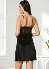Pierre Cardin 4045 Kadife Saten Dantelli Gecelik ve Sabahlık Takımı