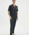 Kocabey KKT-26158 Erkek Apaj Yaka Düğmeli Pijama Takımı