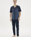 Kocabey KKT-26154 Erkek V Yaka Boydan Düğmeli Pijama Takımı