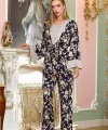 Aqua 25197 Saten Desenli Sabahlıklı 3lü Pijama Takımı