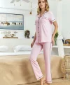 Aqua 25526-K Kadın Kısa Kol Önü Düğmeli Pijama Takım