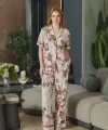 Aqua 26546 Kadın Desenli Düğmeli Kısa Kol Pijama Takım