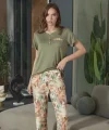 Aqua 26593 Kadın Desenli Kısa Kol Pijama Takımı