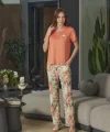 Aqua 26593 Kadın Desenli Kısa Kol Pijama Takımı