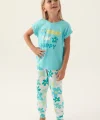 Roly Poly 3394-2 Kız Çocuk Çiçekli Kısa Kol Pijama Takım