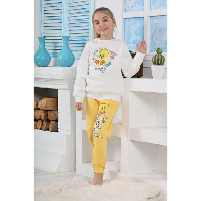 Kapitex 6181 Kız Çocuk Twety Baskılı Uzun Kol Pijama Takımı
