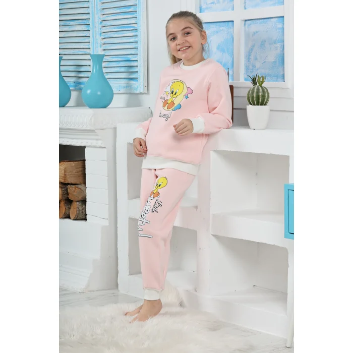 Kapitex 6181 Kız Çocuk Twety Baskılı Uzun Kol Pijama Takımı