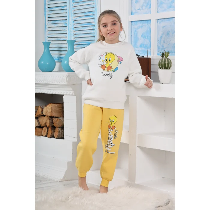 Kapitex 6181 Kız Çocuk Twety Baskılı Uzun Kol Pijama Takımı