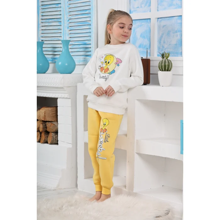 Kapitex 6181 Kız Çocuk Twety Baskılı Uzun Kol Pijama Takımı