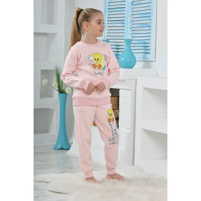 Kapitex 6181 Kız Çocuk Twety Baskılı Uzun Kol Pijama Takımı