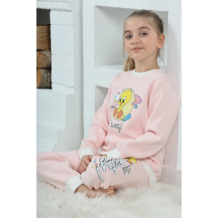 Kapitex 6181 Kız Çocuk Twety Baskılı Uzun Kol Pijama Takımı