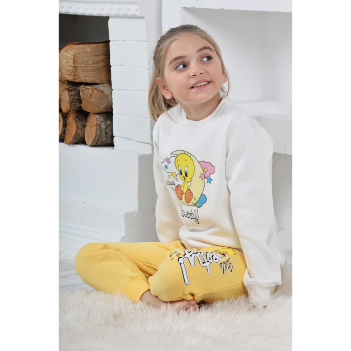 Kapitex 6181 Kız Çocuk Twety Baskılı Uzun Kol Pijama Takımı