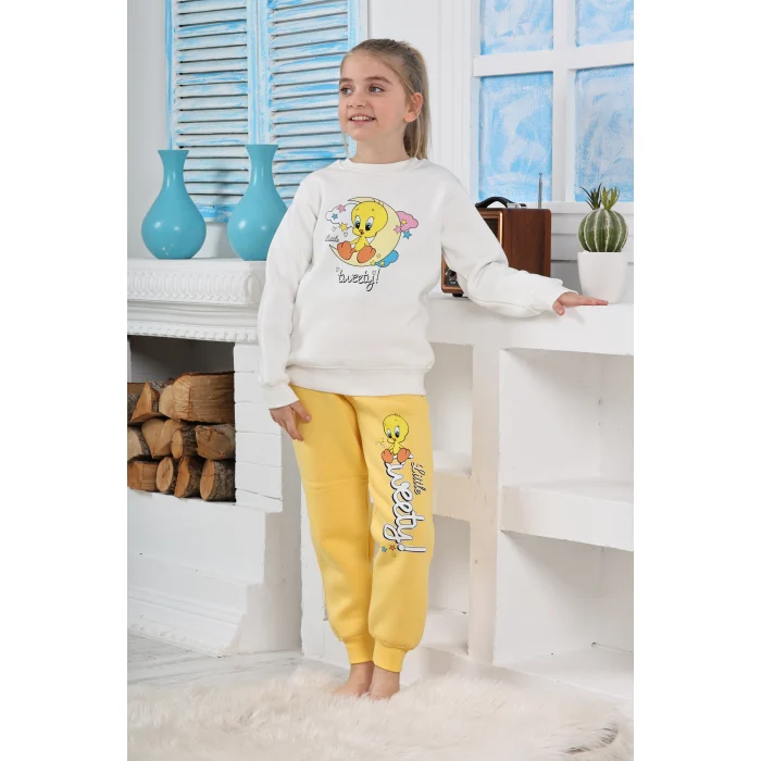 Kapitex 6181 Kız Çocuk Twety Baskılı Uzun Kol Pijama Takımı