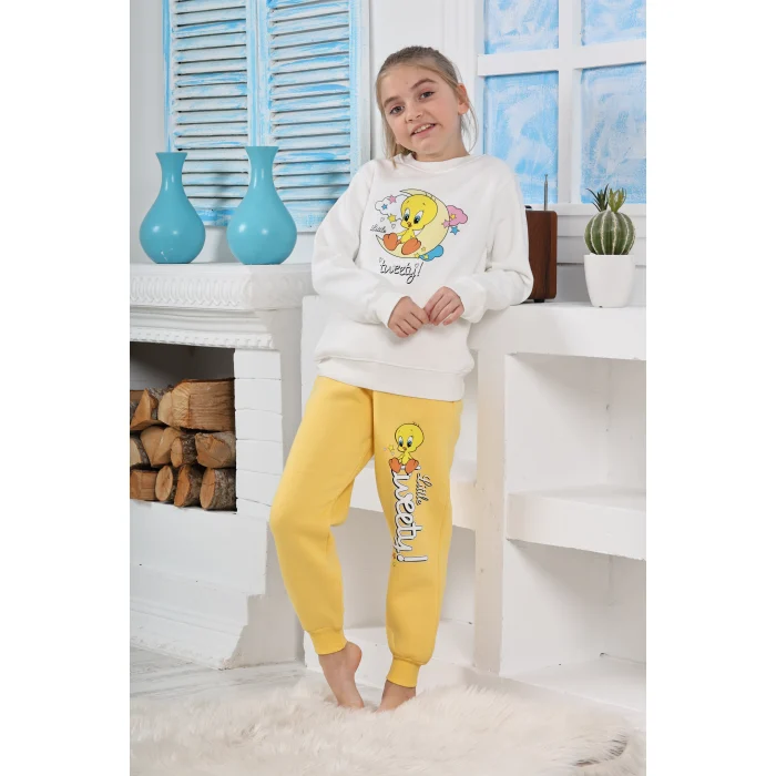 Kapitex 6181 Kız Çocuk Twety Baskılı Uzun Kol Pijama Takımı