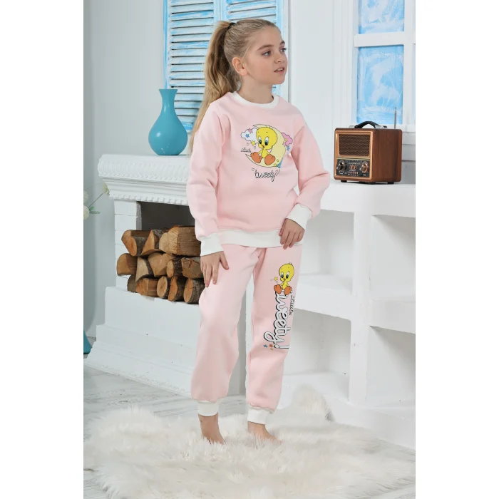 Kapitex 6181 Kız Çocuk Twety Baskılı Uzun Kol Pijama Takımı