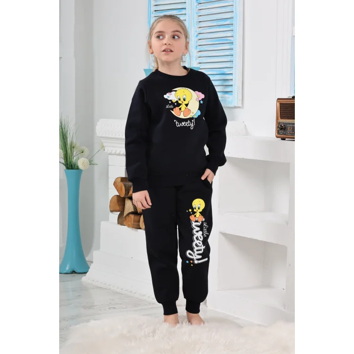 Kapitex 6182 Kız Çocuk Twety Baskılı Uzun Kol Pijama Takımı