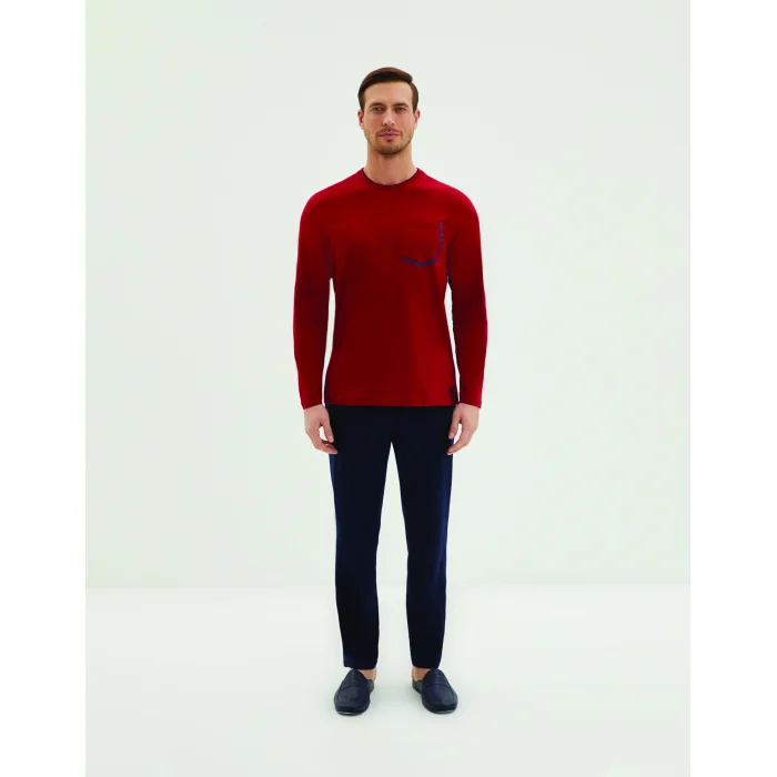 Kiğılı 22007 Erkek  Kontrast Yakalı Pijama Takımı