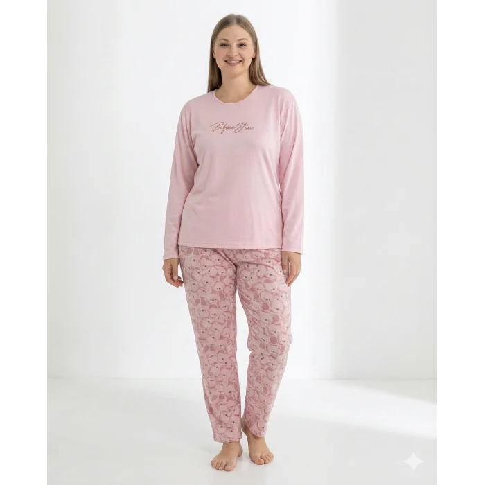 Boyraz 0261 Kadın Sandy Battal Uzun Kol Pijama Takımı