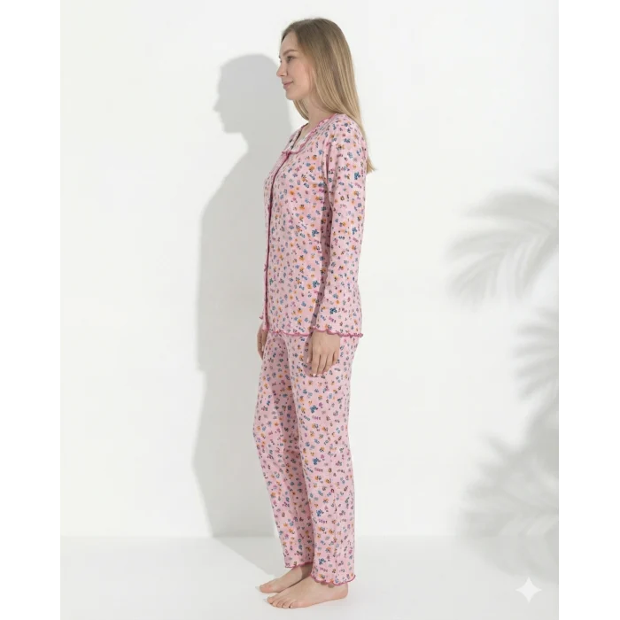 Boyraz 0367 Kadın Raporlu Uzun Kol Pijama Takımı